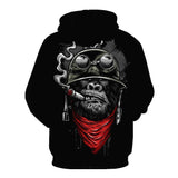 Cigar Chimpanzee Black Hoodies Sweatshirt Long Sleeve Hooded Pullover with Pockets Spring Autumn NO.1336 -  Cycling Apparel, Cycling Accessories | BestForCycling.com 