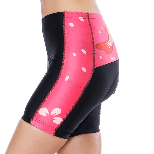 Flying Fish Carps Red Pink Womans Cycling Spinning Padded Bike Shorts UPF 50+ Spandex Clothing and Riding Gear Summer Pant Road Bike Wear Mountain Bike MTB Clothes Sports Apparel Quick dry Breathable NO. 806 -  Cycling Apparel, Cycling Accessories | BestForCycling.com 