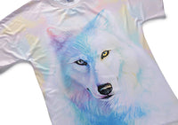 Snow Coloured Drawing Wolf White Mens T-shirt Graphic 3D Printed Round-collar Short Sleeve Summer Casual Cool T-Shirts Fashion Top Tees DX803018# -  Cycling Apparel, Cycling Accessories | BestForCycling.com 