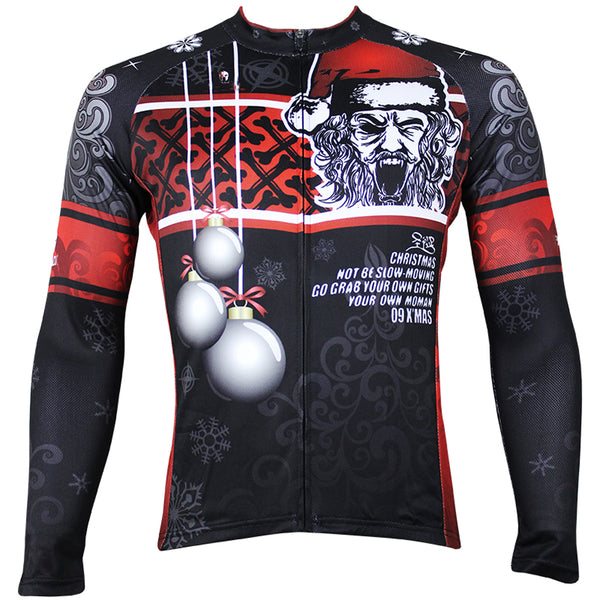 Hot Sale Cycling Jersey Cycling Clothing Wholesale Spring and Summer Men's Long-sleeved Jersey Santa Claus Design Christmas Gifts Black and Red(velvet) NO.090 -  Cycling Apparel, Cycling Accessories | BestForCycling.com 