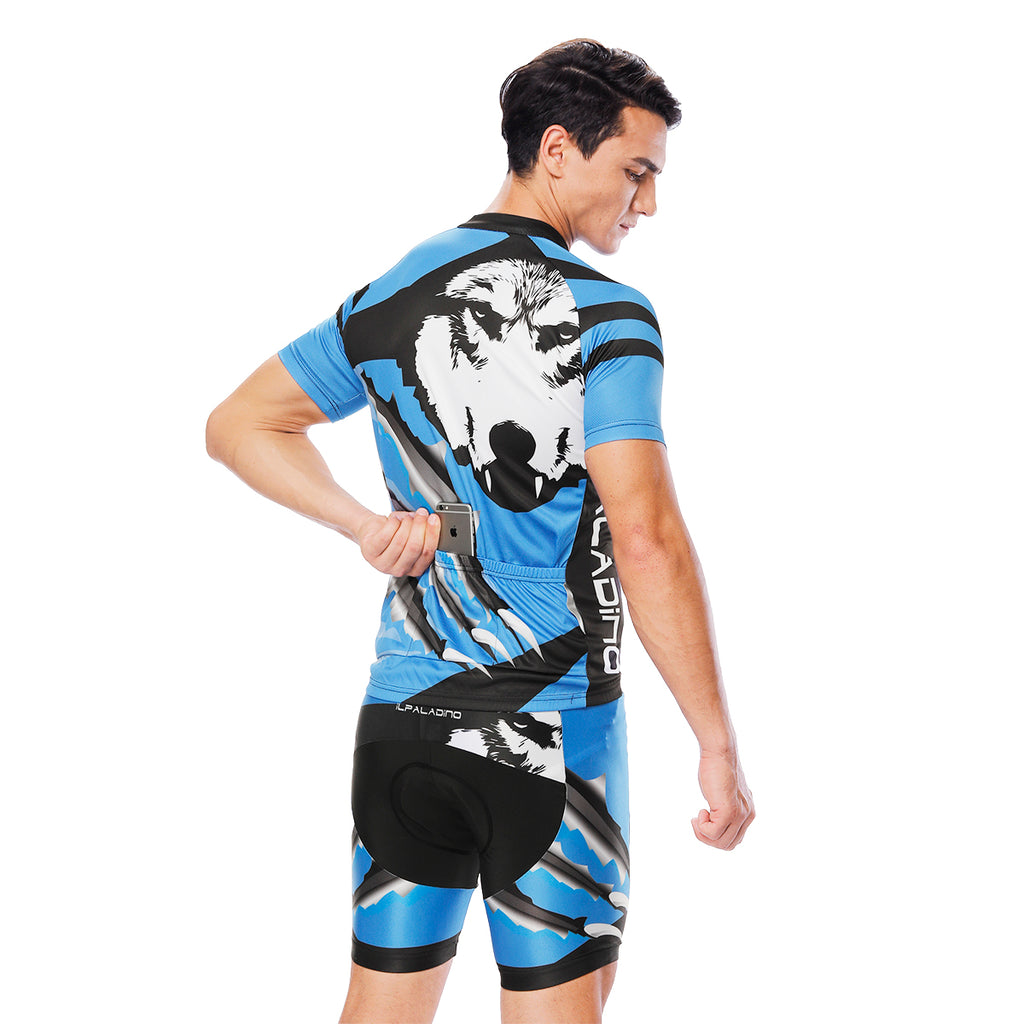 Wolverine Wolf Blue Men's Cycling Short-sleeve Jersey/Suit Exercise Bicycling Pro Cycle Clothing Racing Apparel Outdoor Sports Leisure Biking Shirts Team Summer Kit NO. 811 -  Cycling Apparel, Cycling Accessories | BestForCycling.com 