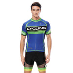 Green-strip CYCLING Letter Blue Cycling Short-sleeve Jersey Exercise Bicycling Pro Cycle Clothing Racing Apparel Outdoor Sports Leisure Biking Shirts Team Summer NO.818 -  Cycling Apparel, Cycling Accessories | BestForCycling.com 