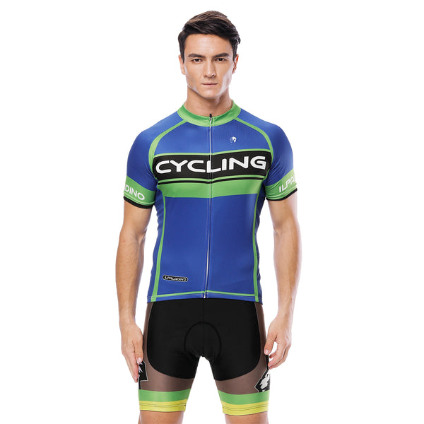 Green-strip CYCLING Letter Blue Cycling Short-sleeve Jersey Exercise Bicycling Pro Cycle Clothing Racing Apparel Outdoor Sports Leisure Biking Shirts Team Summer NO.818 -  Cycling Apparel, Cycling Accessories | BestForCycling.com 