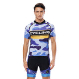 Yellow-strip Blue Camo Cycling Short-sleeve Jersey/Suit Exercise Bicycling Pro Cycle Clothing Racing Apparel Outdoor Sports Leisure Biking Shirts Team Summer Kit NO.816 -  Cycling Apparel, Cycling Accessories | BestForCycling.com 