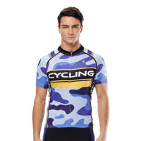Yellow-strip Blue Camo Cycling Short-sleeve Jersey/Suit Exercise Bicycling Pro Cycle Clothing Racing Apparel Outdoor Sports Leisure Biking Shirts Team Summer Kit NO.816 -  Cycling Apparel, Cycling Accessories | BestForCycling.com 