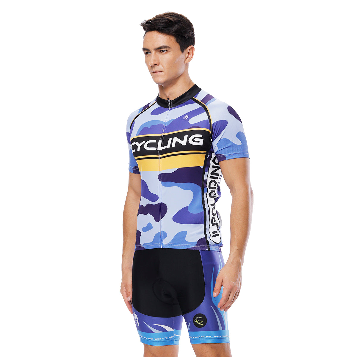Yellow-strip Blue Camo Cycling Short-sleeve Jersey/Suit Exercise Bicycling Pro Cycle Clothing Racing Apparel Outdoor Sports Leisure Biking Shirts Team Summer Kit NO.816 -  Cycling Apparel, Cycling Accessories | BestForCycling.com 