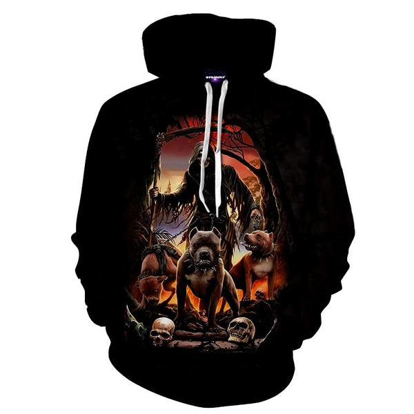 Hell Messenger Dog Monster Black Hoodies Sweatshirt Long Sleeve Hooded Pullover with Pockets Spring Autumn NO.1235 -  Cycling Apparel, Cycling Accessories | BestForCycling.com 