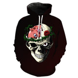 Cunning Skull With Rose Black Hoodies Long Sleeve Hooded Pullover with Pockets Spring Autumn NO.1238 -  Cycling Apparel, Cycling Accessories | BestForCycling.com 