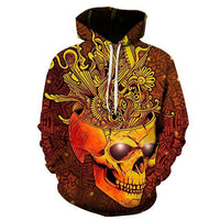 Golden Skull Bloom Hoodies Sweatshirt Long Sleeve Hooded Pullover with Pockets Spring Autumn NO.1259 -  Cycling Apparel, Cycling Accessories | BestForCycling.com 