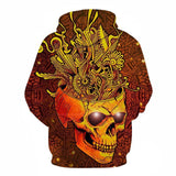 Golden Skull Bloom Hoodies Sweatshirt Long Sleeve Hooded Pullover with Pockets Spring Autumn NO.1259 -  Cycling Apparel, Cycling Accessories | BestForCycling.com 