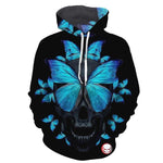 Blue Butterfly Skull Black Hoodies Sweatshirt Long Sleeve Hooded Pullover with Pockets Spring Autumn NO.1273 -  Cycling Apparel, Cycling Accessories | BestForCycling.com 
