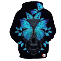 Blue Butterfly Skull Black Hoodies Sweatshirt Long Sleeve Hooded Pullover with Pockets Spring Autumn NO.1273 -  Cycling Apparel, Cycling Accessories | BestForCycling.com 