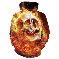 Fire Skull Black Hoodies Sweatshirt Long Sleeve Hooded Pullover with Pockets Spring Autumn NO.1276 -  Cycling Apparel, Cycling Accessories | BestForCycling.com 