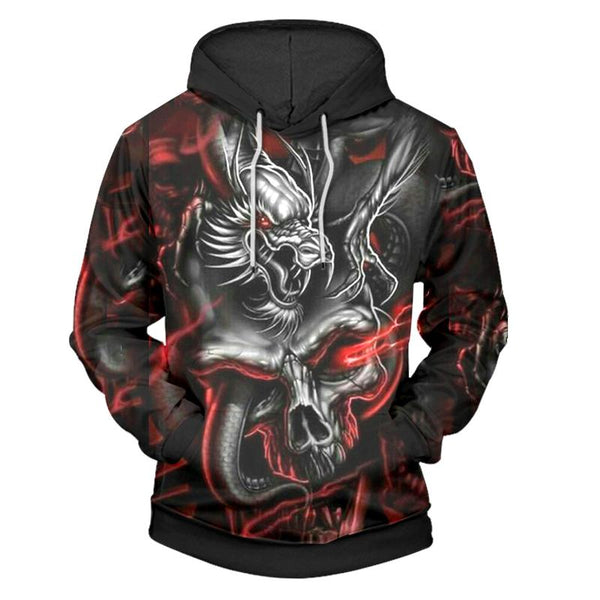 Evil Dragon Head Black Hoodies Sweatshirt Long Sleeve Hooded Pullover with Pockets Spring Autumn NO.1315 -  Cycling Apparel, Cycling Accessories | BestForCycling.com 