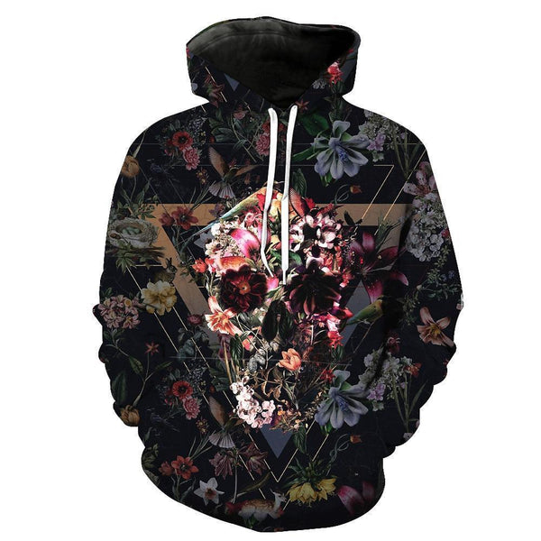 Flower Burial Skull Black Hoodies Sweatshirt Long Sleeve Hooded Pullover with Pockets Spring Autumn NO.1326 -  Cycling Apparel, Cycling Accessories | BestForCycling.com 