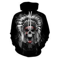 Indian Skull Black Hoodies Sweatshirt Long Sleeve Hooded Pullover with Pockets Spring Autumn NO.1328 -  Cycling Apparel, Cycling Accessories | BestForCycling.com 
