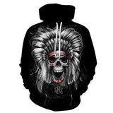 Indian Skull Black Hoodies Sweatshirt Long Sleeve Hooded Pullover with Pockets Spring Autumn NO.1328 -  Cycling Apparel, Cycling Accessories | BestForCycling.com 