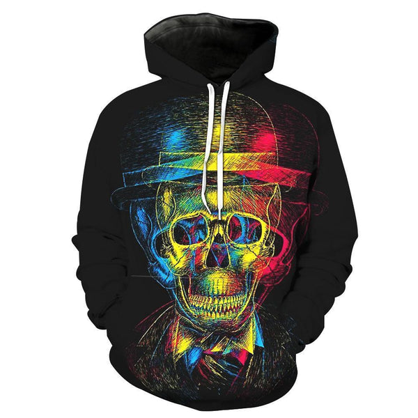 Gentleman Skull Black Hoodies Sweatshirt Long Sleeve Hooded Pullover with Pockets Spring Autumn NO.1331 -  Cycling Apparel, Cycling Accessories | BestForCycling.com 