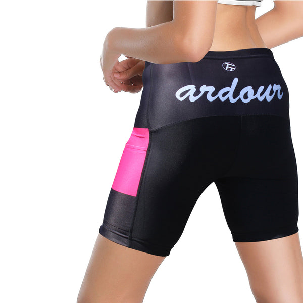 Pink Cube Black Womans Shorts UPF 50+ Spandex Yoga Tight Running Riding Gear Summer Fitness Wear Sports Clothes Hiking Courtgame Apparel Quick dry Breathable -With Pocket Design NO.858 -  Cycling Apparel, Cycling Accessories | BestForCycling.com 