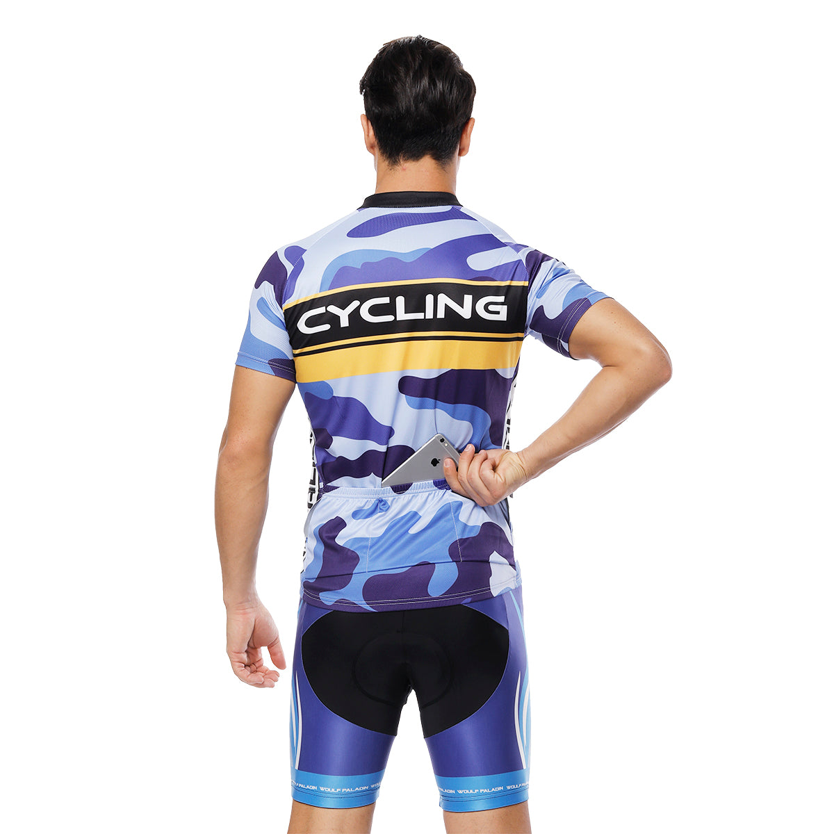 Yellow-strip Blue Camo Cycling Short-sleeve Jersey/Suit Exercise Bicycling Pro Cycle Clothing Racing Apparel Outdoor Sports Leisure Biking Shirts Team Summer Kit NO.816 -  Cycling Apparel, Cycling Accessories | BestForCycling.com 