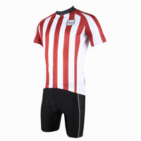 Football Style Red/ Blue White Stripes Short-Sleeve Cycling Suit Jersey Team Kit -  Cycling Apparel, Cycling Accessories | BestForCycling.com 