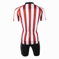 Football Style Red/ Blue White Stripes Short-Sleeve Cycling Suit Jersey Team Kit -  Cycling Apparel, Cycling Accessories | BestForCycling.com 