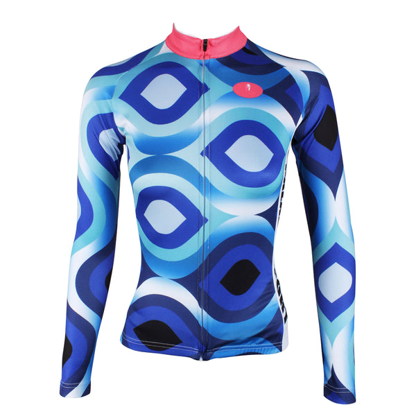 ILPALADINO Women's Long Sleeves Blue Pink-collar Cycling Jersey Apparel Outdoor Sports Gear Leisure Biking T-shirt 182 -  Cycling Apparel, Cycling Accessories | BestForCycling.com 