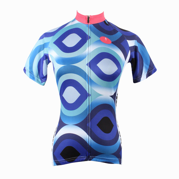 Scrollwork Pink-collar Blue Women's Short-Sleeve Cycling Jersey NO.182 -  Cycling Apparel, Cycling Accessories | BestForCycling.com 