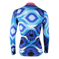 Scrollwork Pink-collar Blue Women's Long Sleeves Blue Pink-collar Cycling Jersey 182 -  Cycling Apparel, Cycling Accessories | BestForCycling.com 