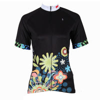 Ilpaladino Chrysanthemum patterned Women's Summer Short-Sleeve Cycling Jersey Biking Shirts Breathable Sport Black Clothes NO.214 -  Cycling Apparel, Cycling Accessories | BestForCycling.com 
