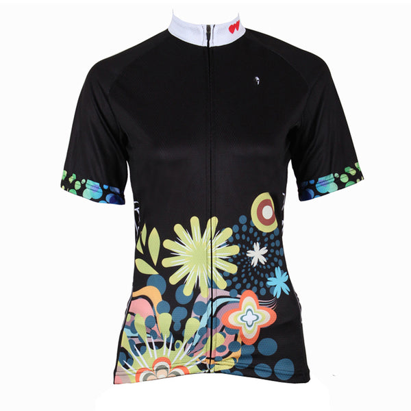 Ilpaladino Chrysanthemum patterned Women's Summer Short-Sleeve Cycling Jersey Biking Shirts Breathable Sport Black Clothes NO.214 -  Cycling Apparel, Cycling Accessories | BestForCycling.com 