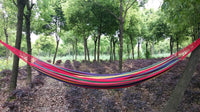 One/Two Person Large Outdoor Striped Canvas Hammock - Camping Travel Beach Backyard Garden Holiday Leisure Swing Tree Bed Safe Anti-tear with 2 Straps and Carry Bag Blue/Red -  Cycling Apparel, Cycling Accessories | BestForCycling.com 