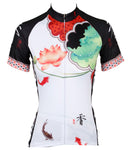 Ilpaladino Lotus Pond & Carps  Women's Quick Dry Short-Sleeve Cycling Jersey Exercise Bicycling Pro Cycle Clothing Racing Apparel Outdoor Sports Leisure Biking Shirts Breathable Summer Sport Wear NO.545 -  Cycling Apparel, Cycling Accessories | BestForCycling.com 