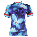 Ilpaladino Flower With Dew Women's Quick Dry Blue Short-Sleeve Cycling Jersey Biking Shirts Breathable Summer Apparel Outdoor Sports Gear Wear NO.500 -  Cycling Apparel, Cycling Accessories | BestForCycling.com 