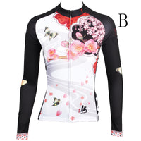 Ilpaladino Peach Blossom Butterfly With Flying Petal Women Cycling Jerseys Long-sleeve summer Spring Sportswear Gear Pro Cycle Clothing Racing Apparel Outdoor Sports Leisure Biking Shirt NO.542 -  Cycling Apparel, Cycling Accessories | BestForCycling.com 
