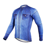 Mens Stylish Denim-blue Hidden-Zipper Long-sleeves Cycling Jersey Outdoor Leisure Sport Bike Spring Fall Autumn Windproof Jacket Bicycle Clothing 607 -  Cycling Apparel, Cycling Accessories | BestForCycling.com 