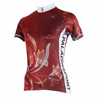 Ilpaladino Wine-color   Blooming Flower Women's  Quick Dry Short-Sleeve Cycling Jersey Biking Shirts Breathable Summer Sports Clothes NO.275 -  Cycling Apparel, Cycling Accessories | BestForCycling.com 