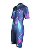 Women's Triathlon Short Sleeve Tri Suit Breathable Quick Dry Team Skinsuit Bike Swim Run 877