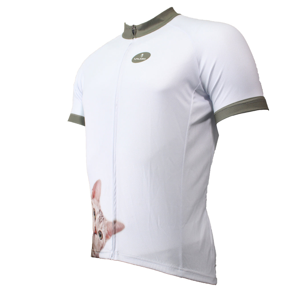 Ilpaladino Lovely Cat Simple White Men's Breathable Short-Sleeve Cycling Jersey Bicycling Shirts Summer Quick Dry Sport Wear NO.503 -  Cycling Apparel, Cycling Accessories | BestForCycling.com 