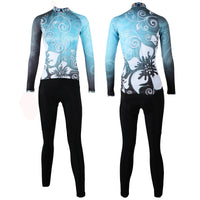 Ilpaladino Silver Flowers Blue Elegant Woman's Cycling long-sleeve Jersey/Suit Spring Summer Bicycling Pro Cycle Clothing Racing Apparel Outdoor Sports Leisure Biking T-shirt Sportswear NO.320 -  Cycling Apparel, Cycling Accessories | BestForCycling.com 