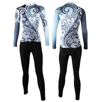 ILPALADINO Women's Long-Sleeves Bluish & Grey Orchid-decoration Cycling Apparel Outdoor Sports Leisure Biking Shirt Suit NO.324 -  Cycling Apparel, Cycling Accessories | BestForCycling.com 
