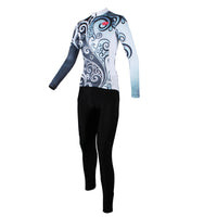 ILPALADINO Women's Long-Sleeves Bluish & Grey Orchid-decoration Cycling Apparel Outdoor Sports Leisure Biking Shirt Suit NO.324 -  Cycling Apparel, Cycling Accessories | BestForCycling.com 