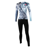 ILPALADINO Women's Long-Sleeves Bluish & Grey Orchid-decoration Cycling Apparel Outdoor Sports Leisure Biking Shirt Suit NO.324 -  Cycling Apparel, Cycling Accessories | BestForCycling.com 