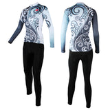 ILPALADINO Women's Long-Sleeves Bluish & Grey Orchid-decoration Cycling Apparel Outdoor Sports Leisure Biking Shirt Suit NO.324 -  Cycling Apparel, Cycling Accessories | BestForCycling.com 