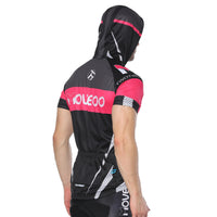 Pink-strip Dotted Black Outdoor Running Cycling Fitness Extreme Sports Mens T-shirts Hooded Short-sleeve Jacket Clothing and Riding Gear with Cap Quick dry Breathable NO. 822 -  Cycling Apparel, Cycling Accessories | BestForCycling.com 