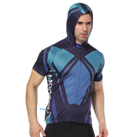 Blue Outdoor Running Cycling Fitness Extreme Sports Mens T-shirts Hooded Short-sleeve Jacket Clothing and Riding Gear with Cap Quick dry Breathable NO. 825 -  Cycling Apparel, Cycling Accessories | BestForCycling.com 