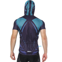 Blue Outdoor Running Cycling Fitness Extreme Sports Mens T-shirts Hooded Short-sleeve Jacket Clothing and Riding Gear with Cap Quick dry Breathable NO. 825 -  Cycling Apparel, Cycling Accessories | BestForCycling.com 