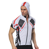 White Outdoor Running Cycling Fitness Extreme Sports Mens T-shirts Hooded Short-sleeve Jacket Clothing and Riding Gear with Cap Quick dry Breathable NO. 824 -  Cycling Apparel, Cycling Accessories | BestForCycling.com 