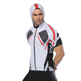 White Outdoor Running Cycling Fitness Extreme Sports Mens T-shirts Hooded Short-sleeve Jacket Clothing and Riding Gear with Cap Quick dry Breathable NO. 824 -  Cycling Apparel, Cycling Accessories | BestForCycling.com 