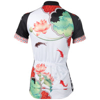 Ilpaladino Lotus Pond & Carps  Women's Quick Dry Short-Sleeve Cycling Jersey Exercise Bicycling Pro Cycle Clothing Racing Apparel Outdoor Sports Leisure Biking Shirts Breathable Summer Sport Wear NO.545 -  Cycling Apparel, Cycling Accessories | BestForCycling.com 